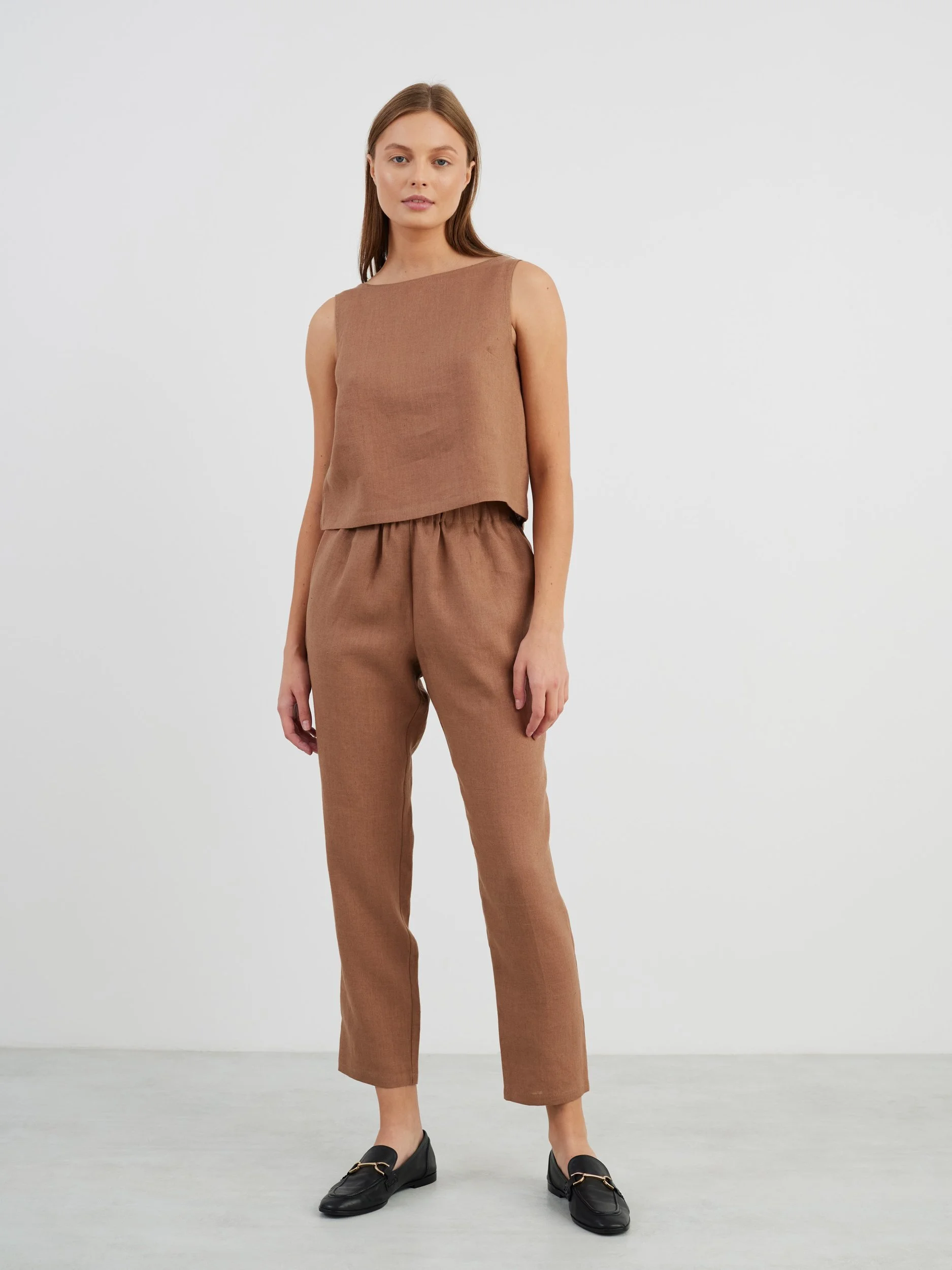 Image 2 of SONATE Linen Tank Top in Brown from Love and Confuse