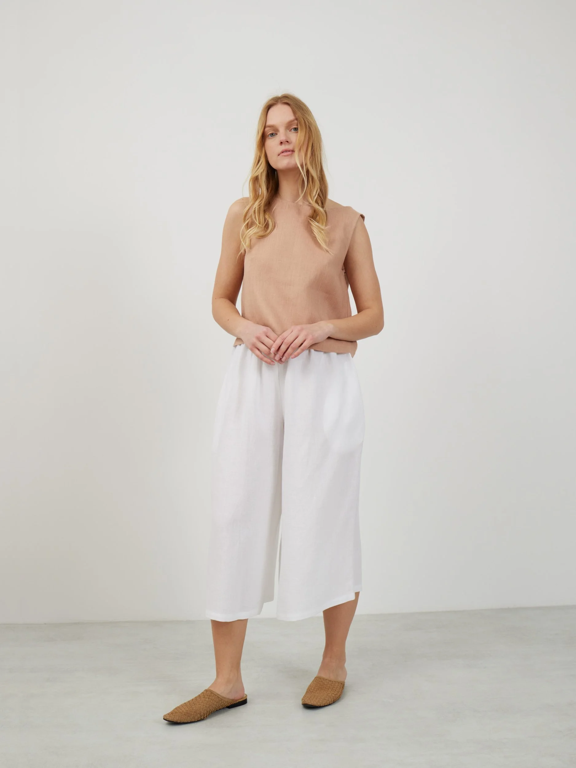 Image 2 of SONATE Linen Tank Top in Camel from Love and Confuse