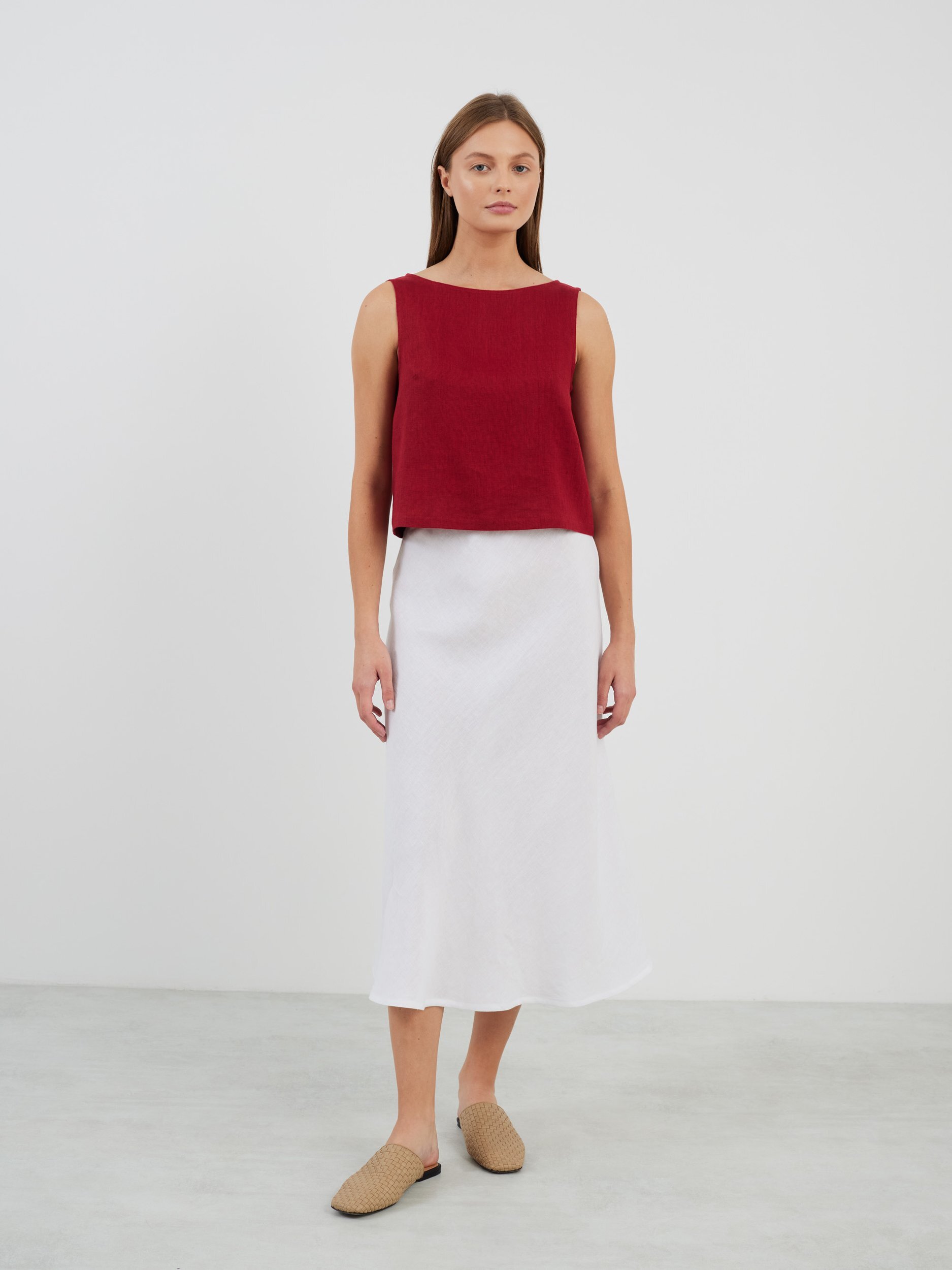 Lyhyt pellavatoppi SONATE, Kirsikanpunainen - Image 2