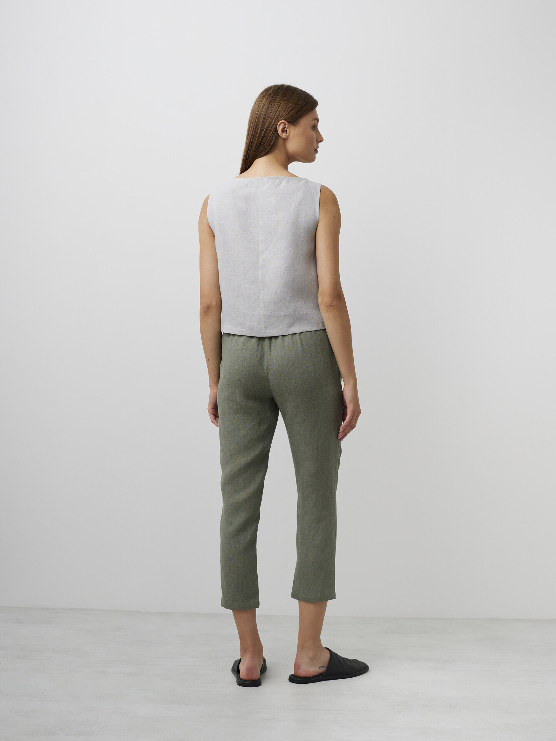 Lyhyt pellavatoppi SONATE, Helmenharmaa - Image 6