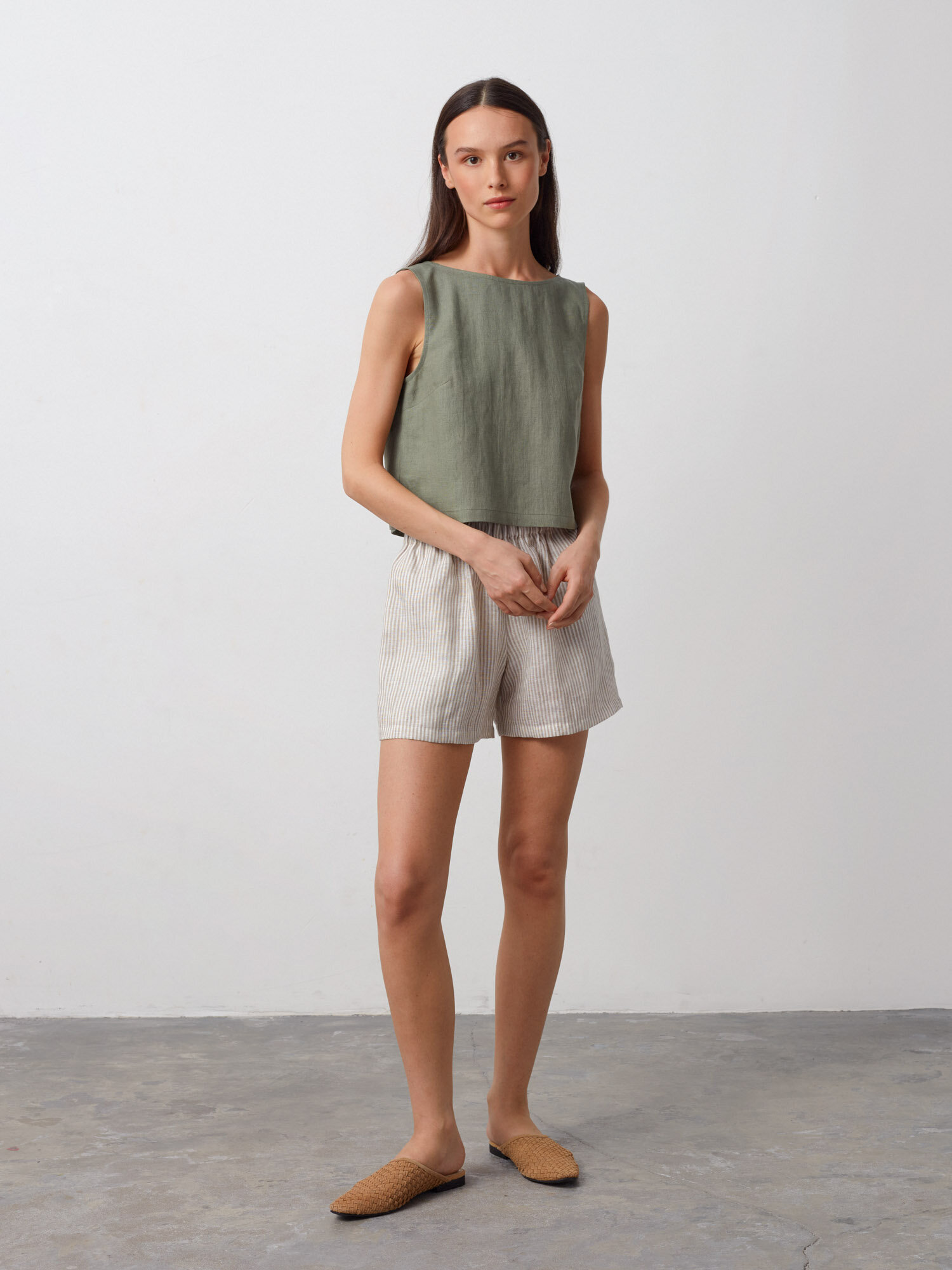 Lyhyt pellavatoppi SONATE, Salvianvihreä - Image 2