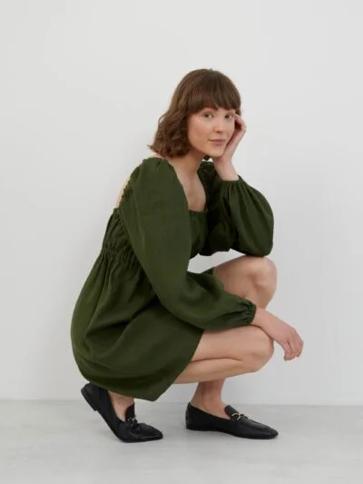 Square Neck Linen Mini Dress TALULLA