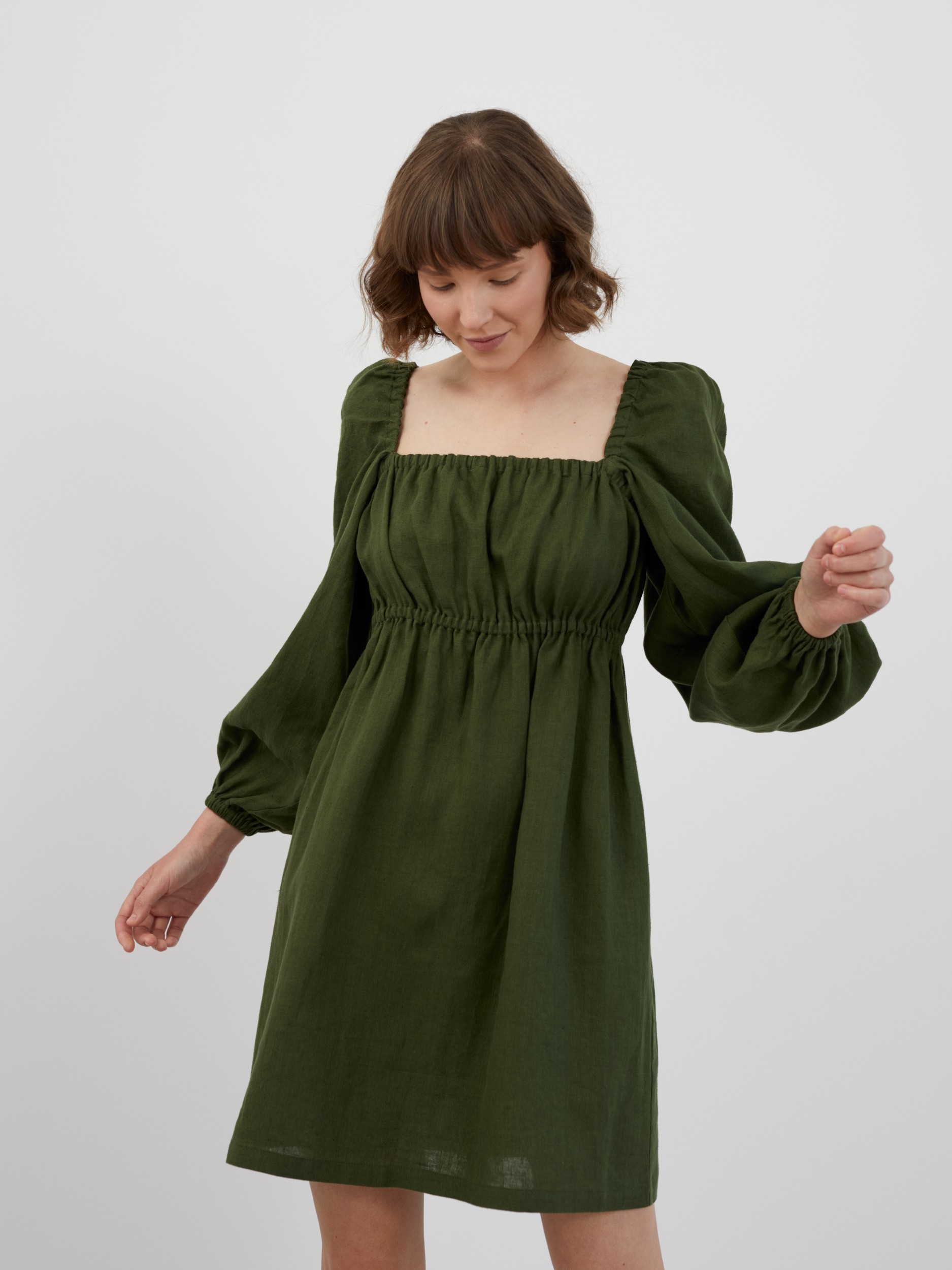Square Neck Linen Mini Dress TALULLA - Image 3