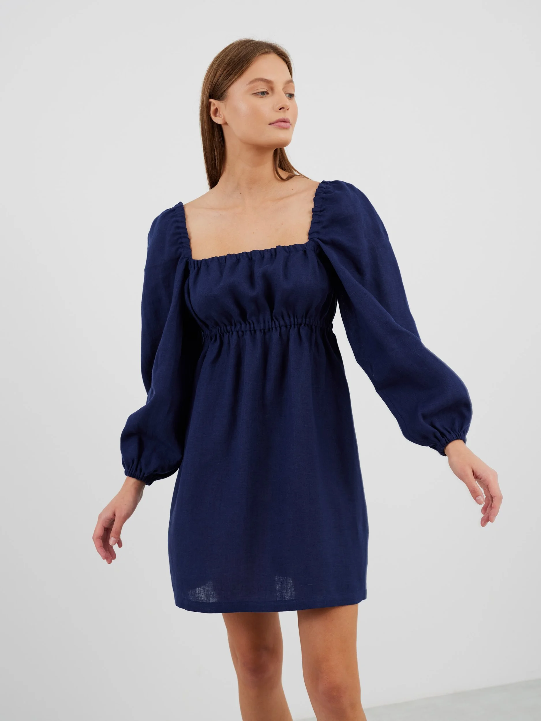 Image 1 of TALULLA Linen Mini Dress in Navy Blue from Love and Confuse