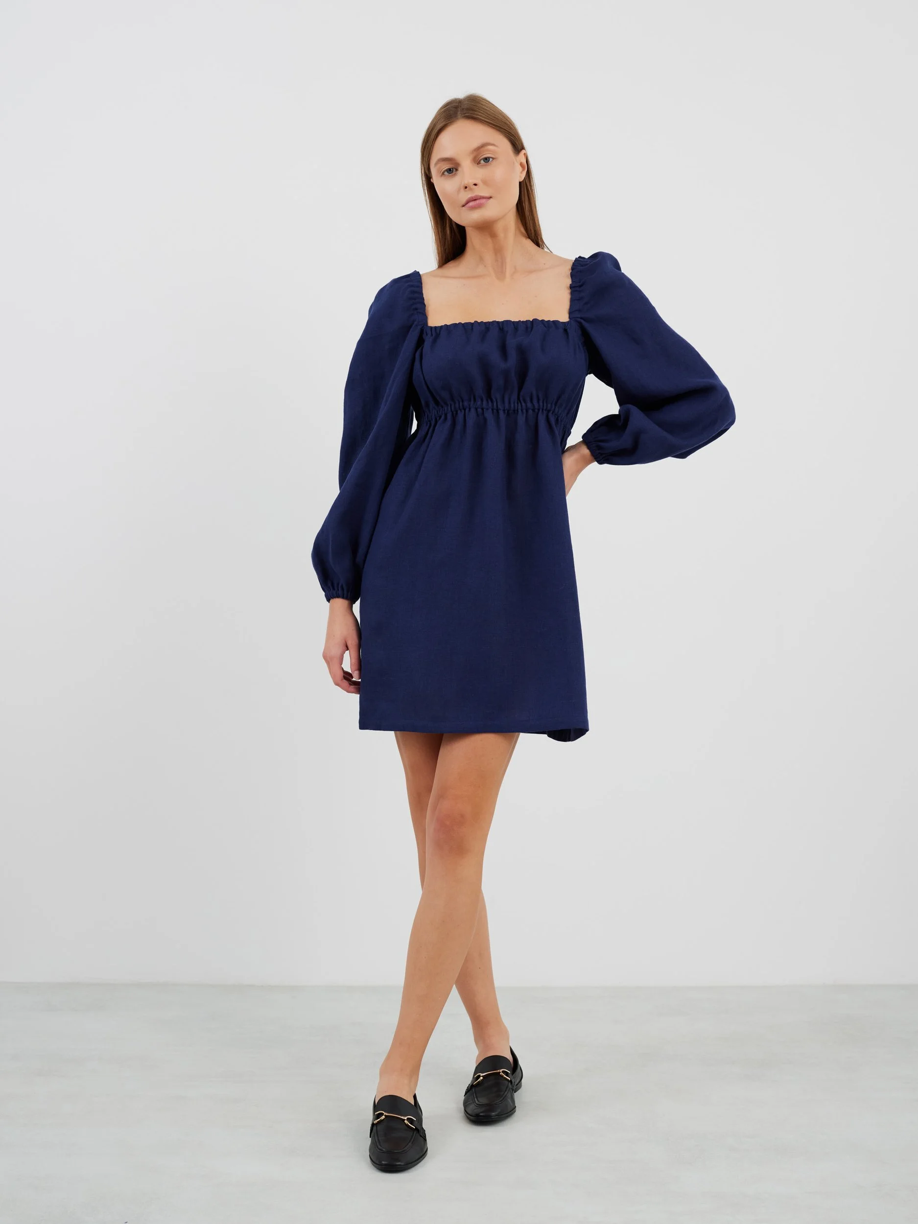 Image 2 of TALULLA Linen Mini Dress in Navy Blue from Love and Confuse