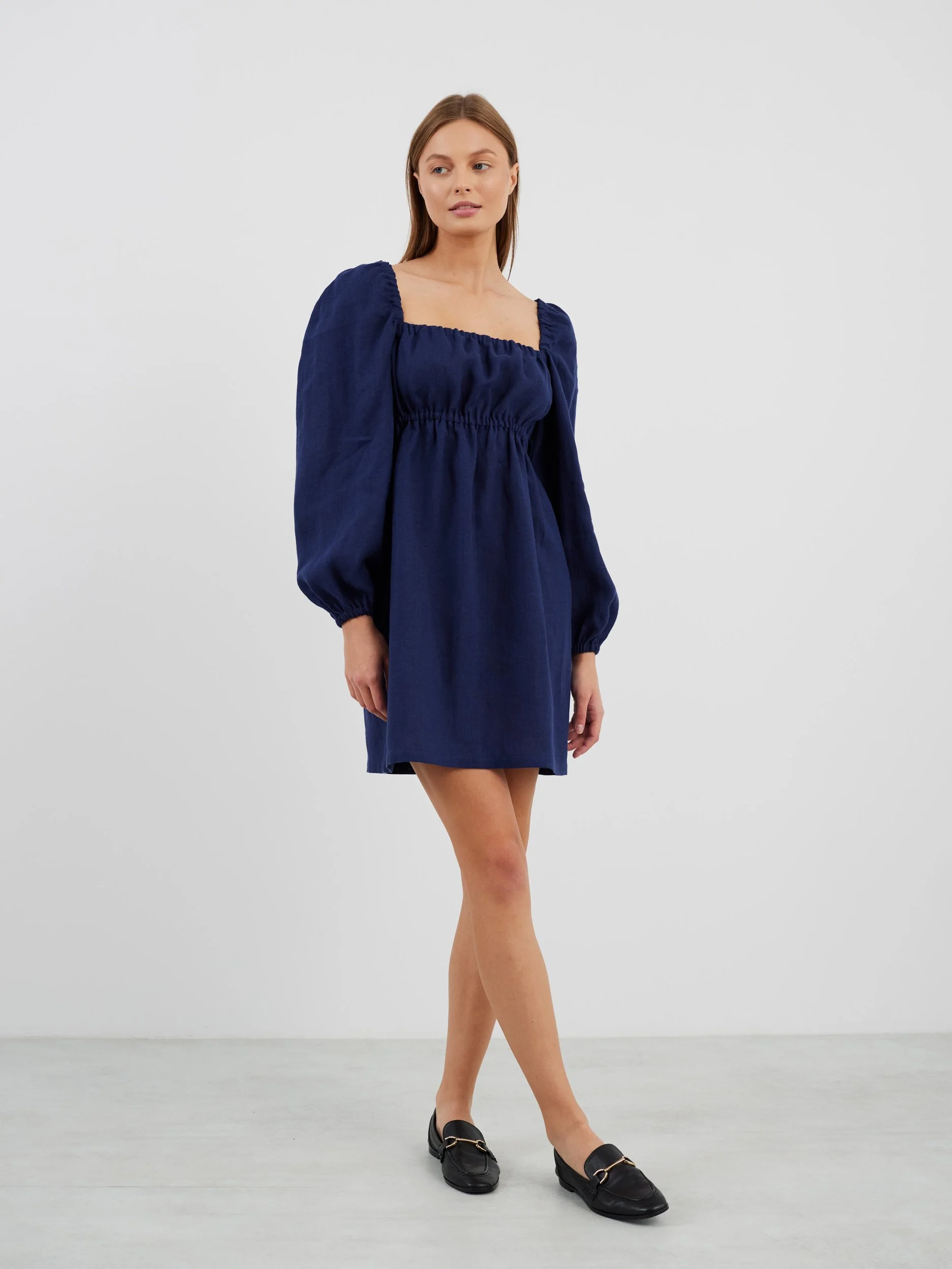 Image 3 of TALULLA Linen Mini Dress in Navy Blue from Love and Confuse
