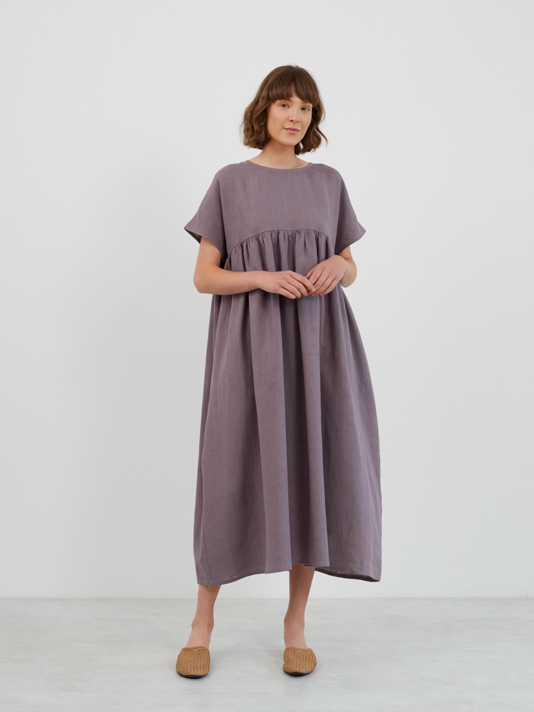 Empire Waist Linen Midi Dress TULLIA - Image 1