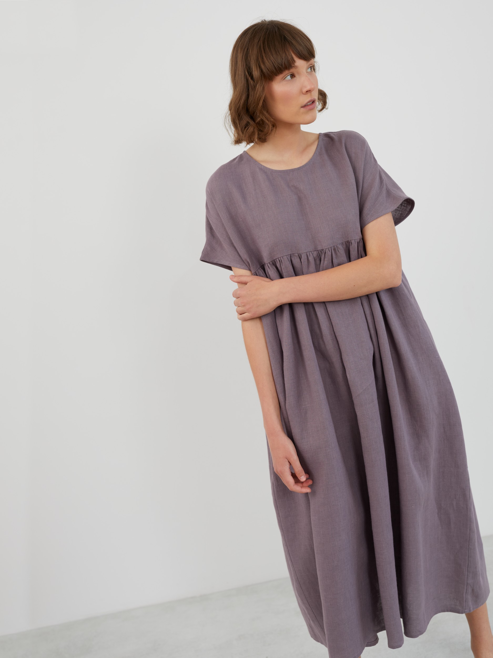 Empire Waist Linen Midi Dress TULLIA - Image 2