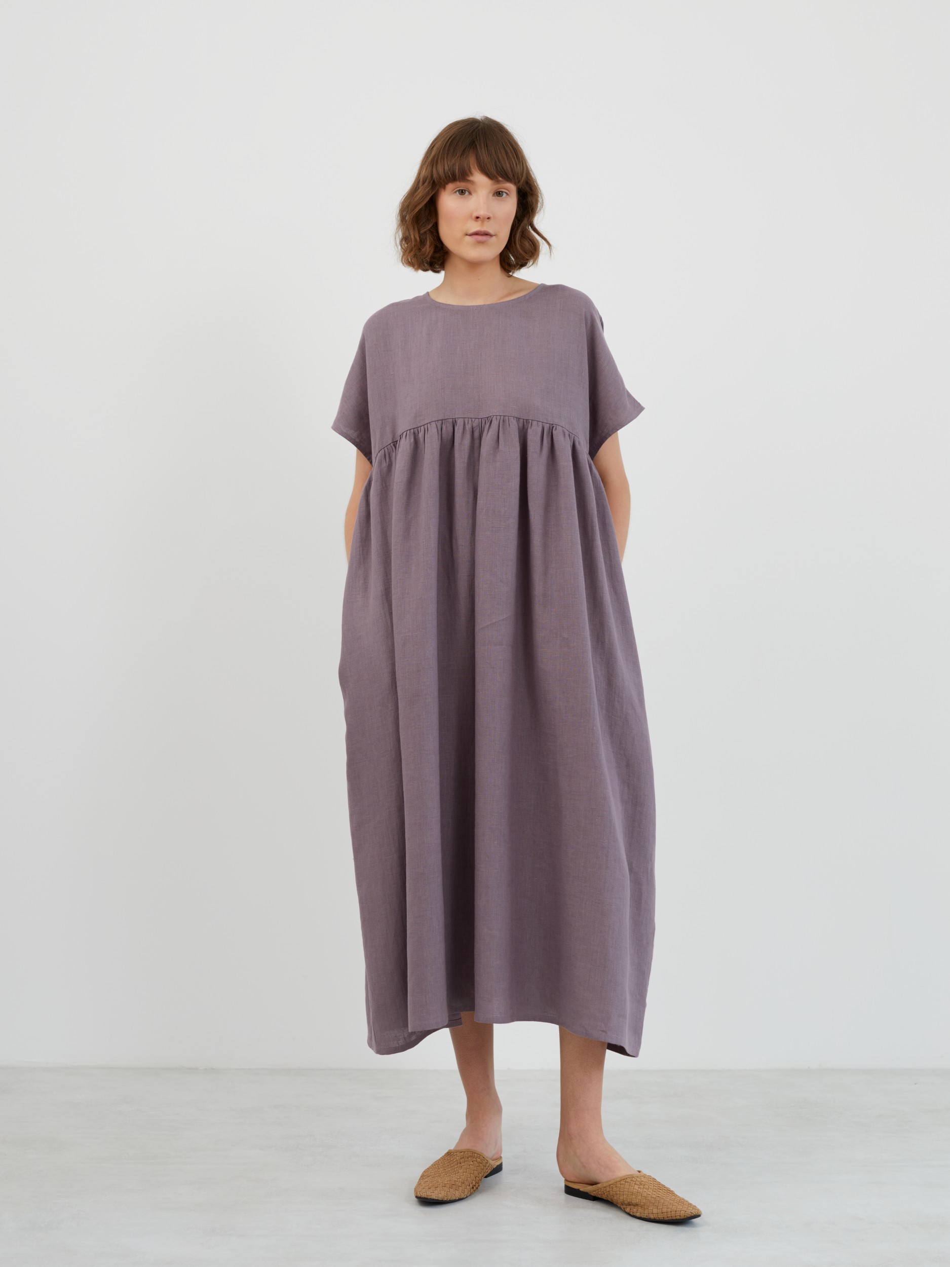 Empire Waist Linen Midi Dress TULLIA - Image 3