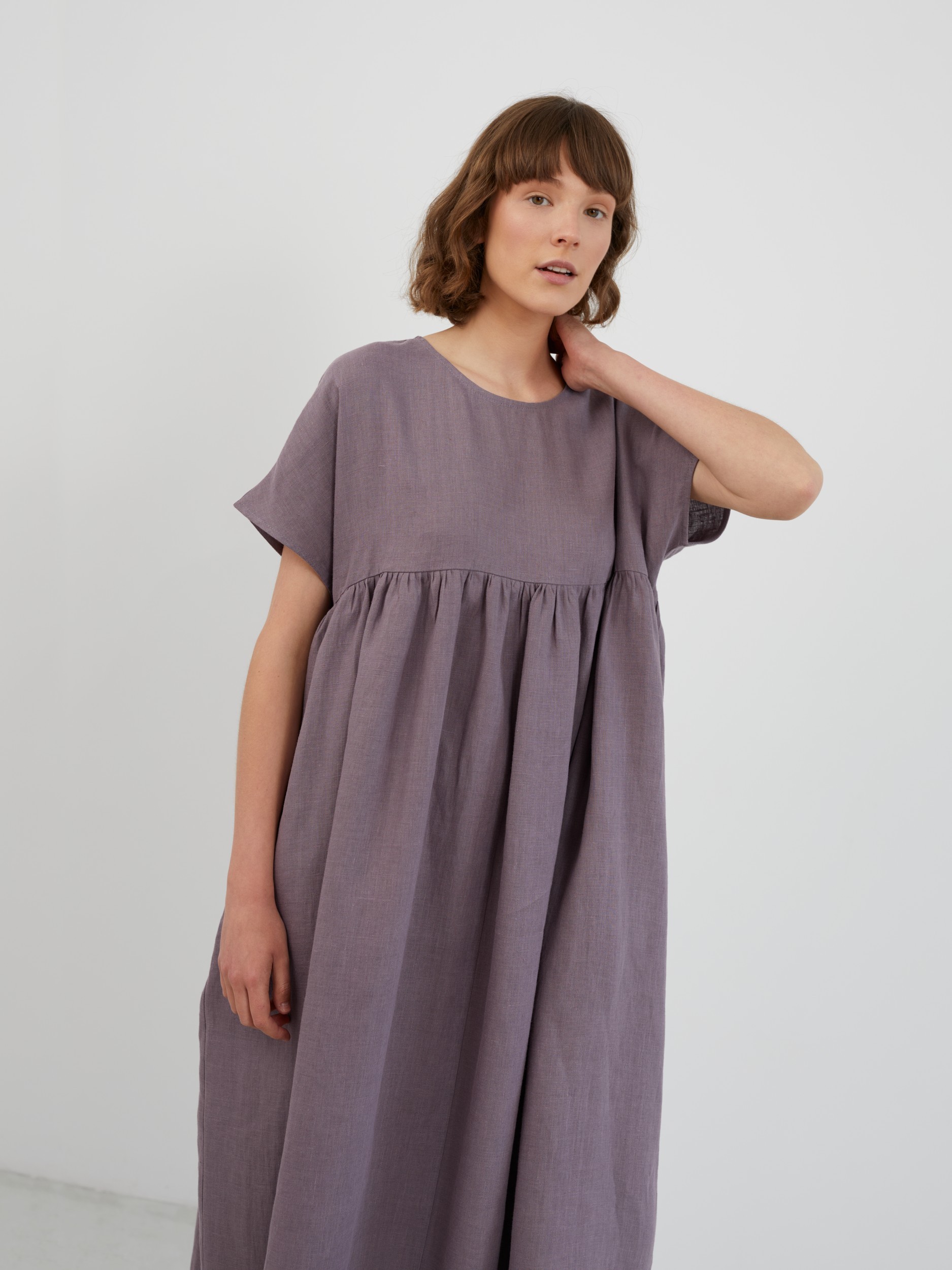 Empire Waist Linen Midi Dress TULLIA - Image 4