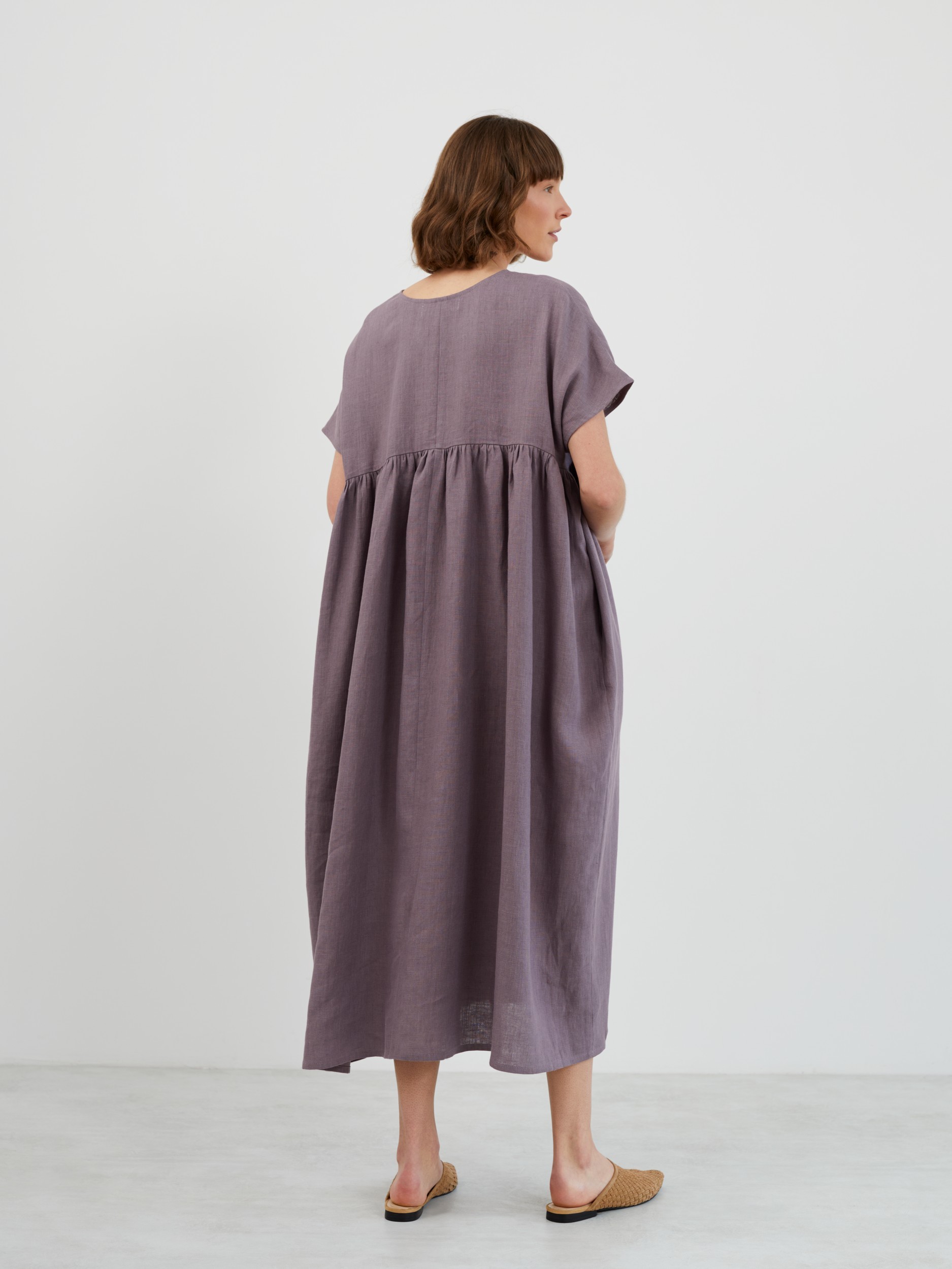 Empire Waist Linen Midi Dress TULLIA - Image 5
