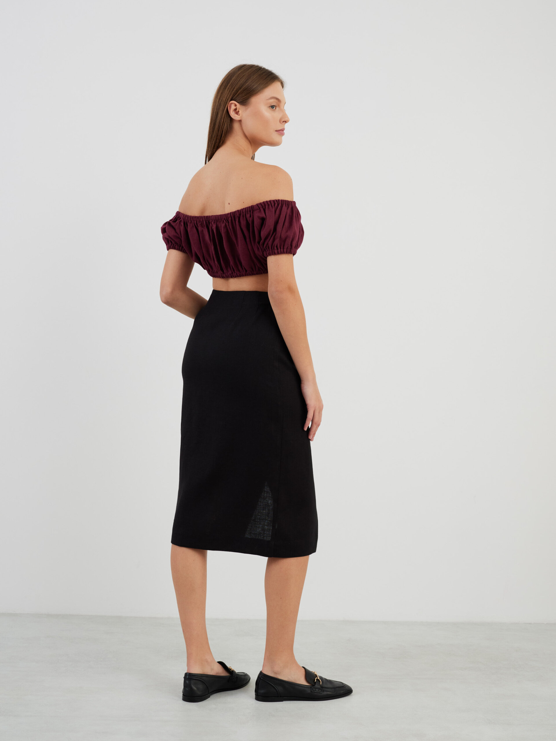 VALENTINA Linen Off Shoulder Crop Top - Image 5