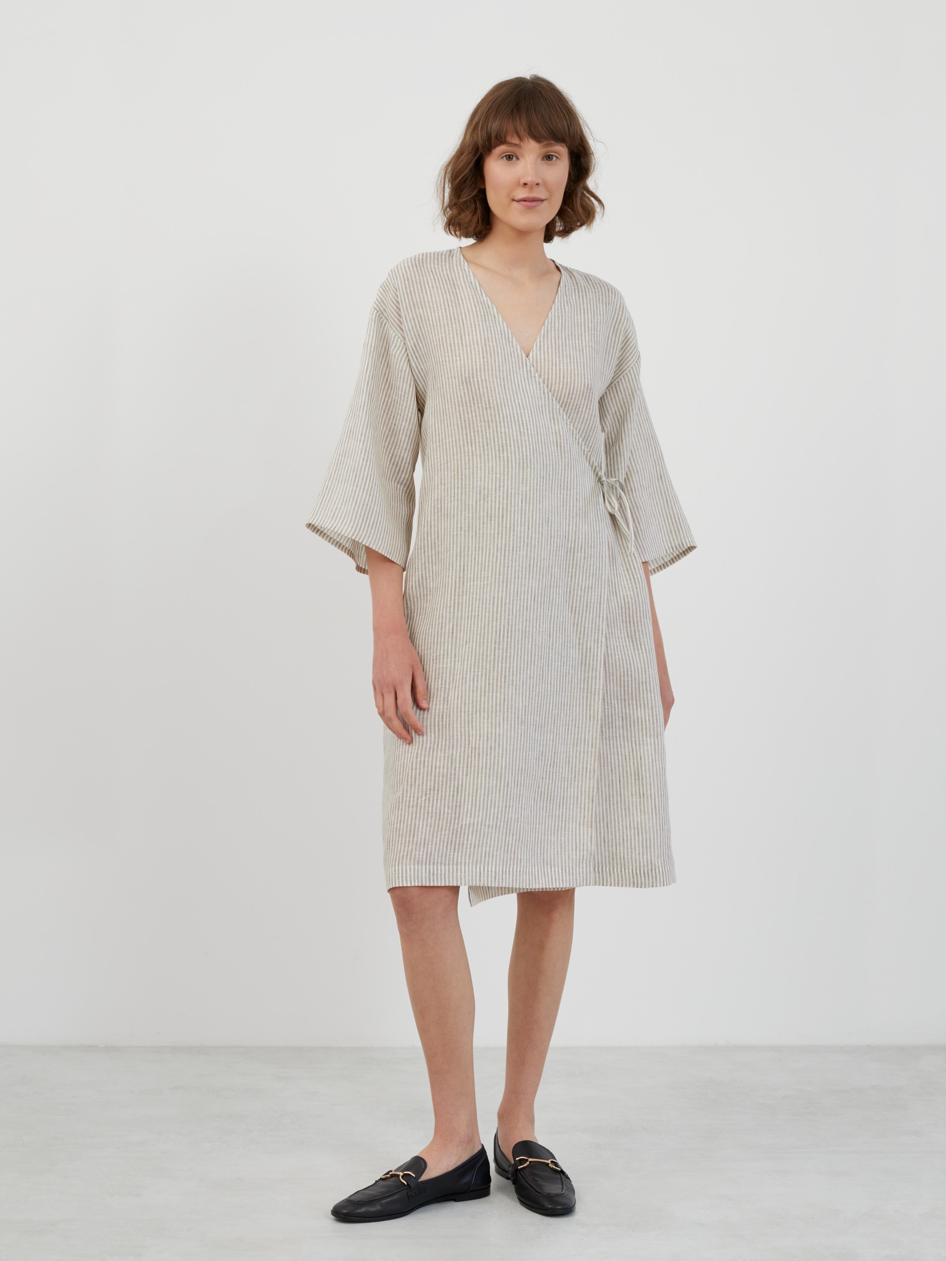 Linen  Wrap Dress with Side Tie Closure VERONA - Image 2
