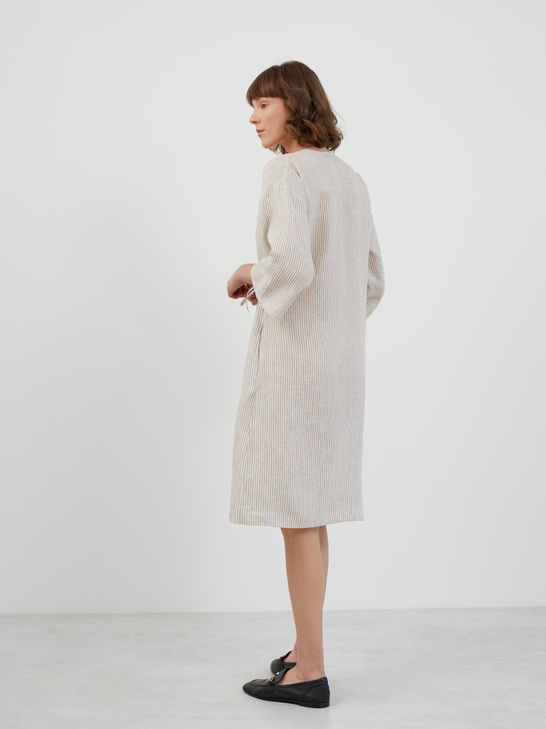 Linen  Wrap Dress with Side Tie Closure VERONA - Image 5