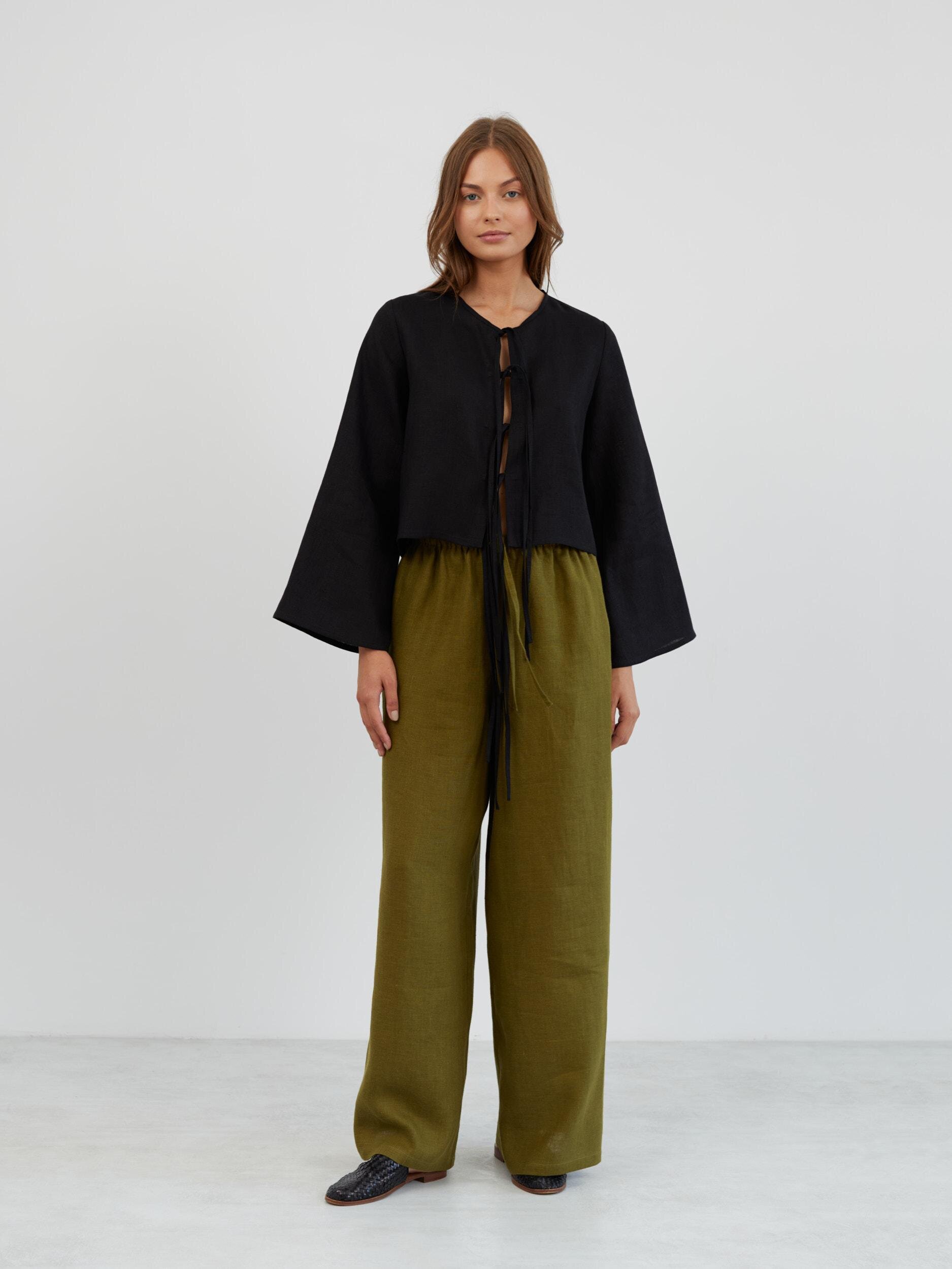 Linen Wide Leg Drawstring Pants LUCAS - Image 1