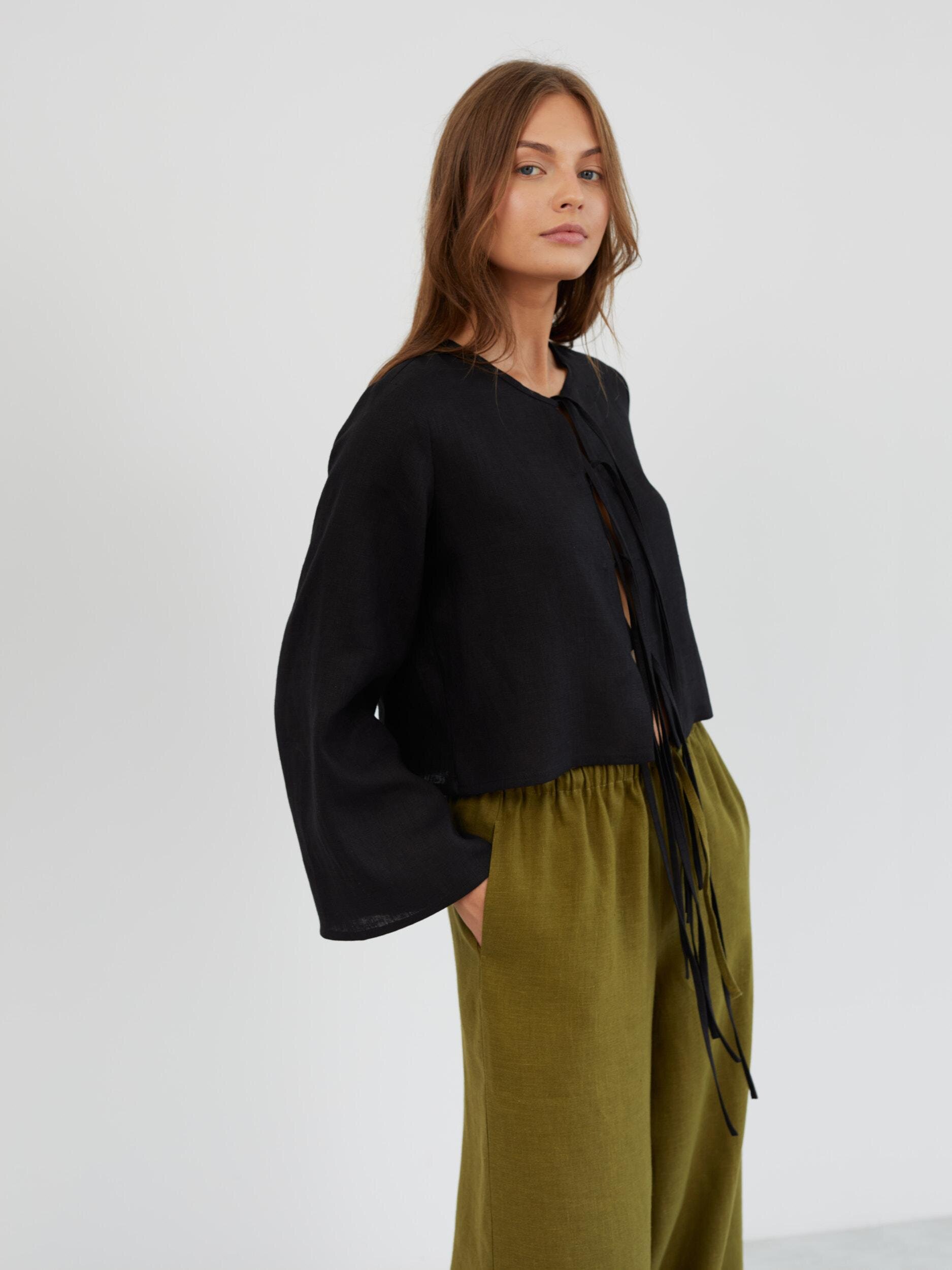 Linen Wide Leg Drawstring Pants LUCAS - Image 4